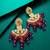 deep pink floral kundan earrings