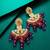 deep pink floral kundan earrings