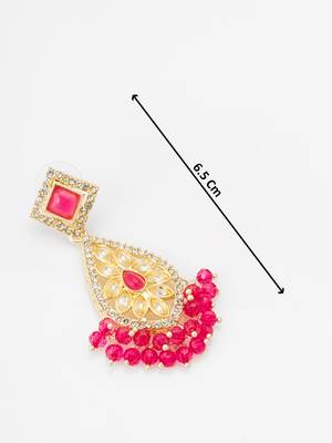 pink kundan drop earrings 3