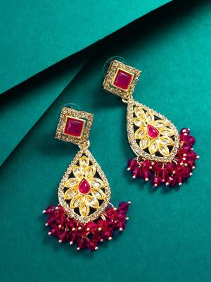 pink kundan drop earrings 4