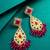 pink kundan drop earrings
