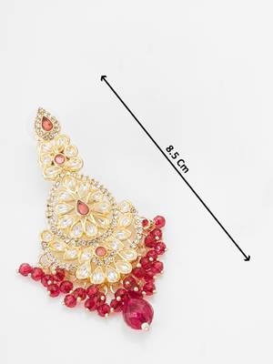 ruby red kundan chandbali style earrings 4