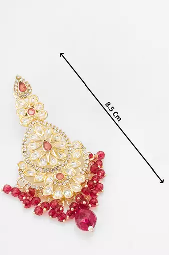 ruby red kundan chandbali style earrings