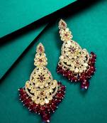 ruby red kundan chandbali style earrings