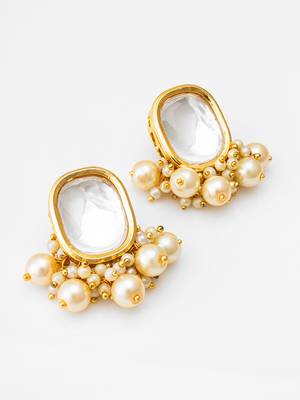 classic kundan pearl cluster stud earrings 2