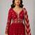 maroon georgette embroidered anarkali with dupatta.