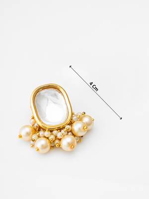 classic kundan pearl cluster stud earrings 4