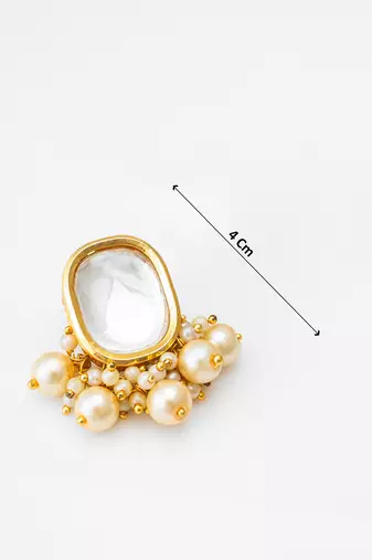 classic kundan pearl cluster stud earrings