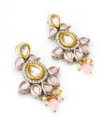 pink stone kundan traditional drop earrings