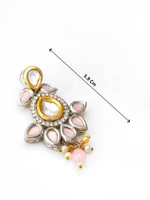 pink stone kundan traditional drop earrings 3