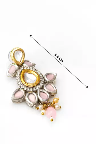pink stone kundan traditional drop earrings