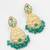 green kundan floral drop earrings
