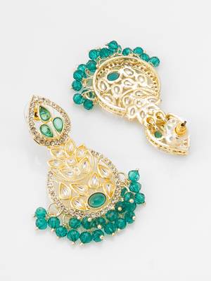 green kundan floral drop earrings 3