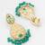 green kundan floral drop earrings