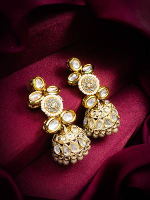 traditional kundan pearl jhumka earrings 5