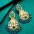 green kundan floral drop earrings