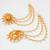 gold-tone shri ram mandir earrings with pearl drop chains