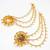 traditional temple layered earrings with pearl drop chains