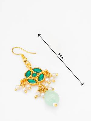 green floral drop earrings with pearl clusters 4