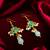 green floral drop earrings with pearl clusters