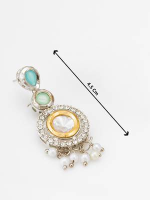 silver-toned drop earrings with pearl dangles 4