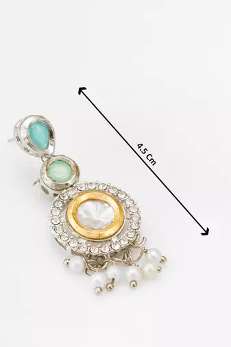 silver-toned drop earrings with pearl dangles