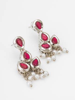 silver plated drop earrings with pearl bunches 2