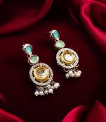 silver-toned drop earrings with pearl dangles
