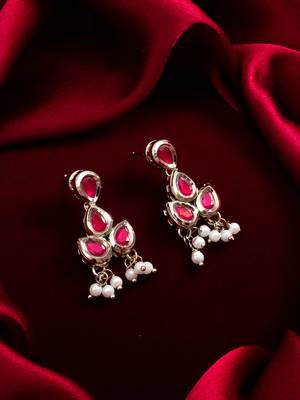 silver plated drop earrings with pearl bunches 5