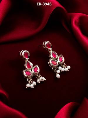 silver plated drop earrings with pearl bunches 1