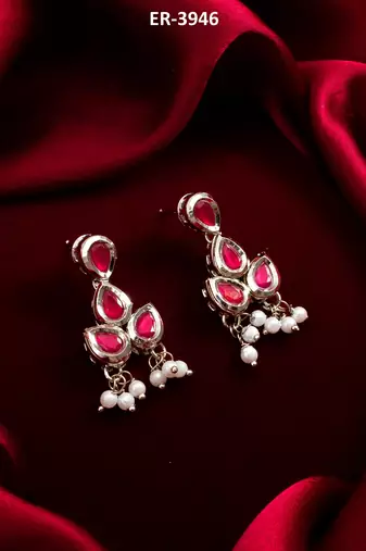 silver plated drop earrings with pearl bunches