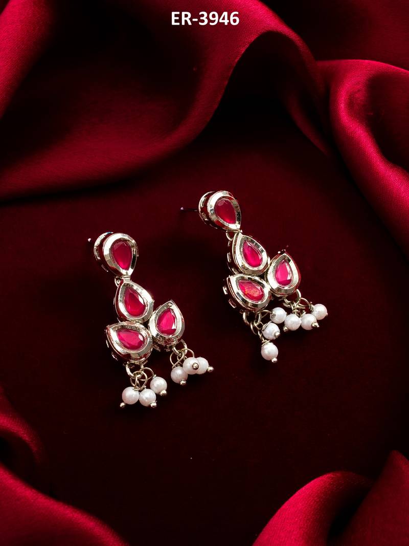 silver plated drop earrings with pearl bunches