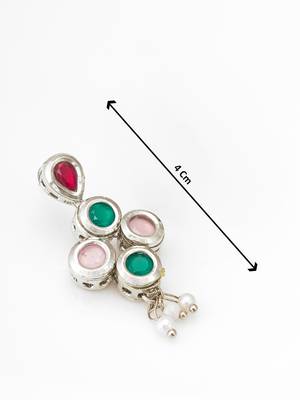 silver plated multi-color drop earrings with pearl 4