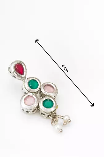 silver plated multi-color drop earrings with pearl
