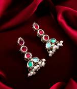 silver plated multi linear earrings