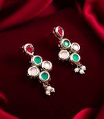 silver plated multi-color drop earrings with pearl