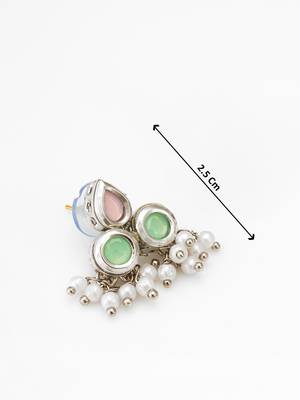 silver plated stud earrings with pearl drops 4