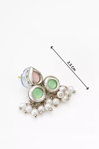 silver plated stud earrings with pearl drops