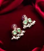 silver plated stud earrings with pearl drops