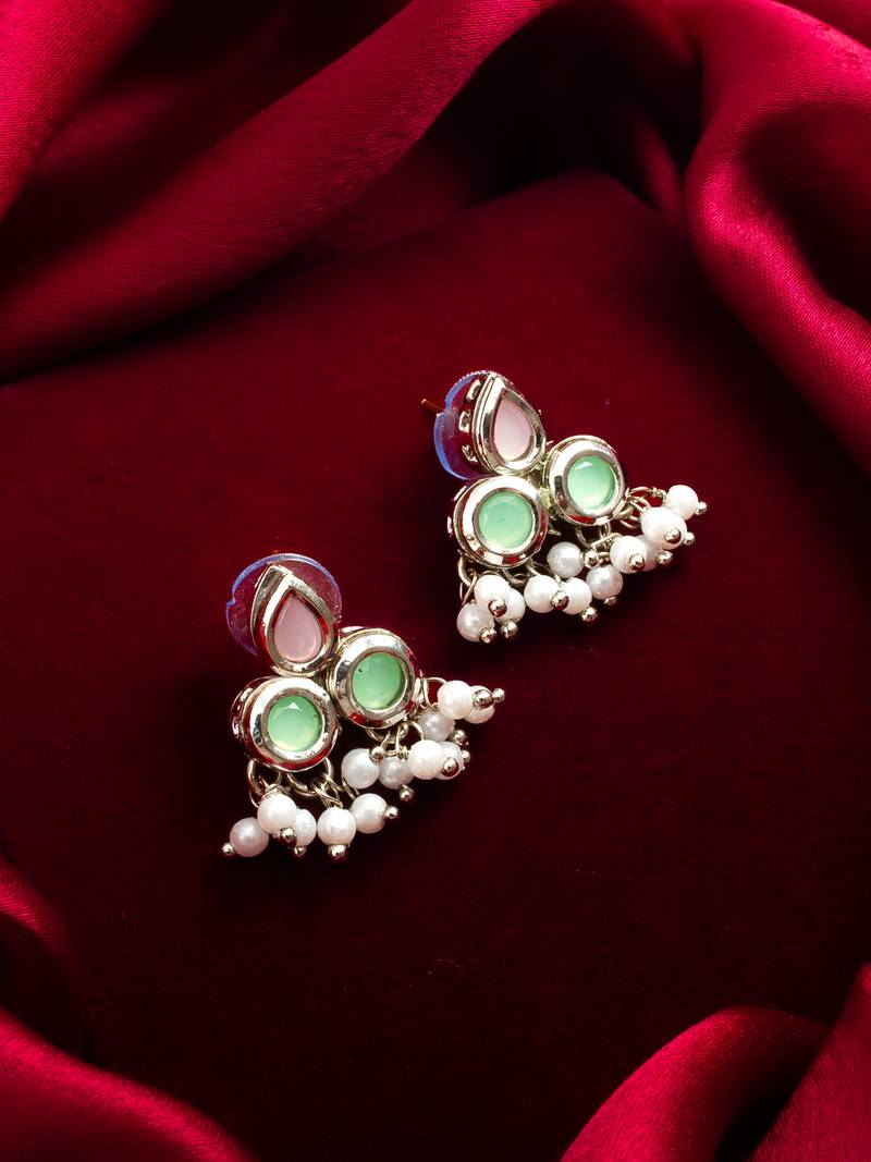 silver plated stud earrings with pearl drops