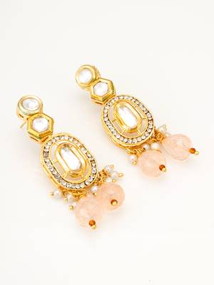 gold plated peach drop earrings 2