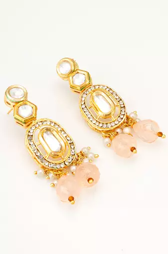 gold plated peach drop earrings