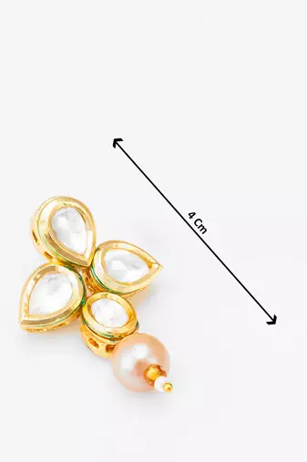 floral gold plated earrings with rose pearl drops
