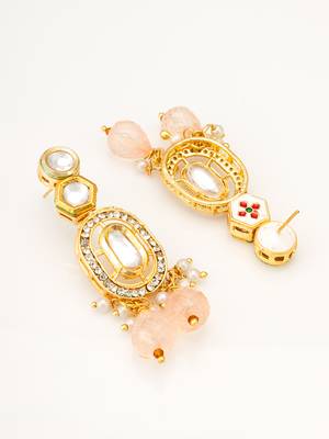 gold plated peach drop earrings 3