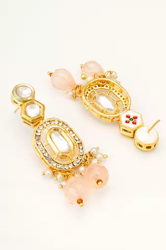 gold plated peach drop earrings