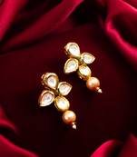 floral gold plated earrings with rose pearl drops