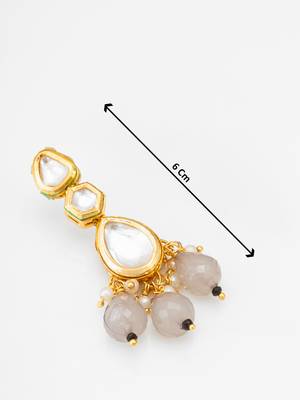 gold plated grey drop earrings with pearl 4