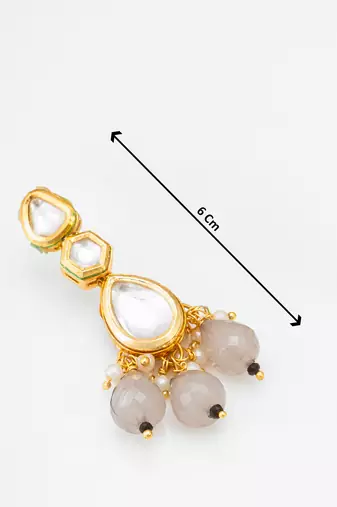 gold plated grey drop earrings with pearl