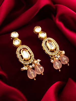 gold plated peach drop earrings 5