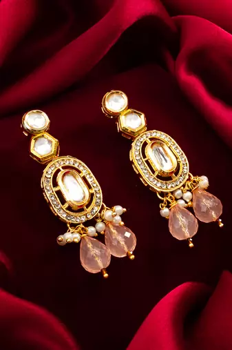 gold plated peach drop earrings